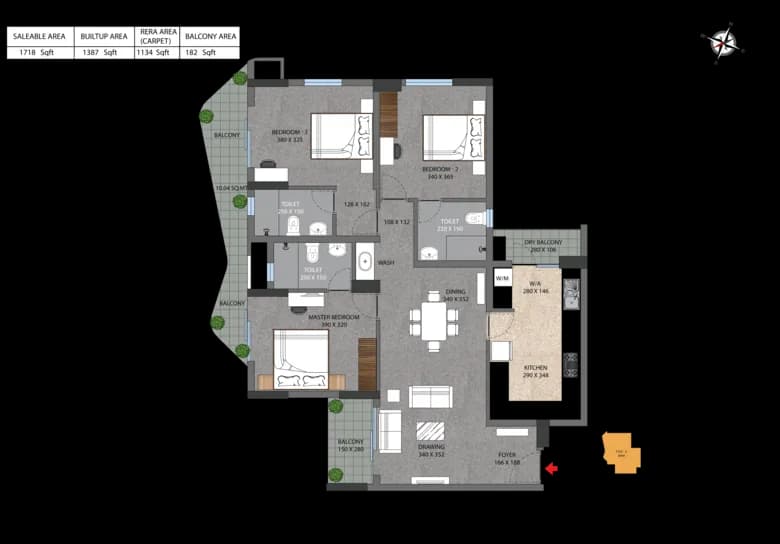 Type A 3 BHK Type A 3 BHK
